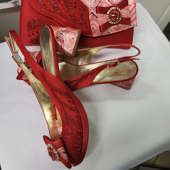 Leather Red ENZO di ROMA Italian Shoe and Bag set - Picture 8 of 9